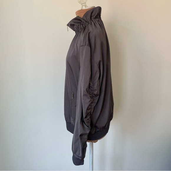 Lafayette 148 New York Rock Gray Kiki Satin Viscose Bomber Jacket NWT Size M - Picture 5 of 11